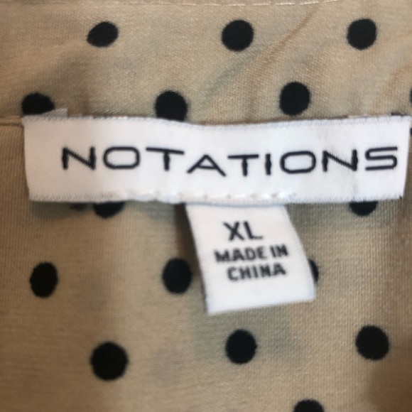 Notations Long Sleeve with Roll Tab  Button Down Blouse. Polka Dot Size XL - Picture 2 of 9